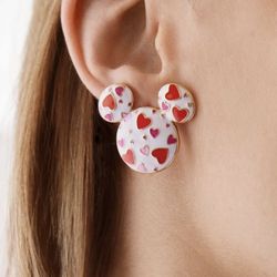 DISNEY/ BAUBLEBAR  White Mickey Mouse Mixed Hearts Earrings NEW