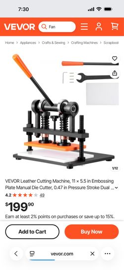 VEVOR Leather Cutting Machine, 11 x 5.5 in Embossing Plate Manual Die Cutter, 0.47 in Pressure Stroke Dual Guide Shafts Die Cut Machine, Leather Embos