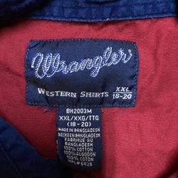 Vintage Wrangler Color Block Shirt XXL Aztec Pearl Snap Western