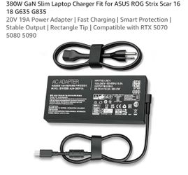 380W GaN Laptop Charger for ASUS ROG