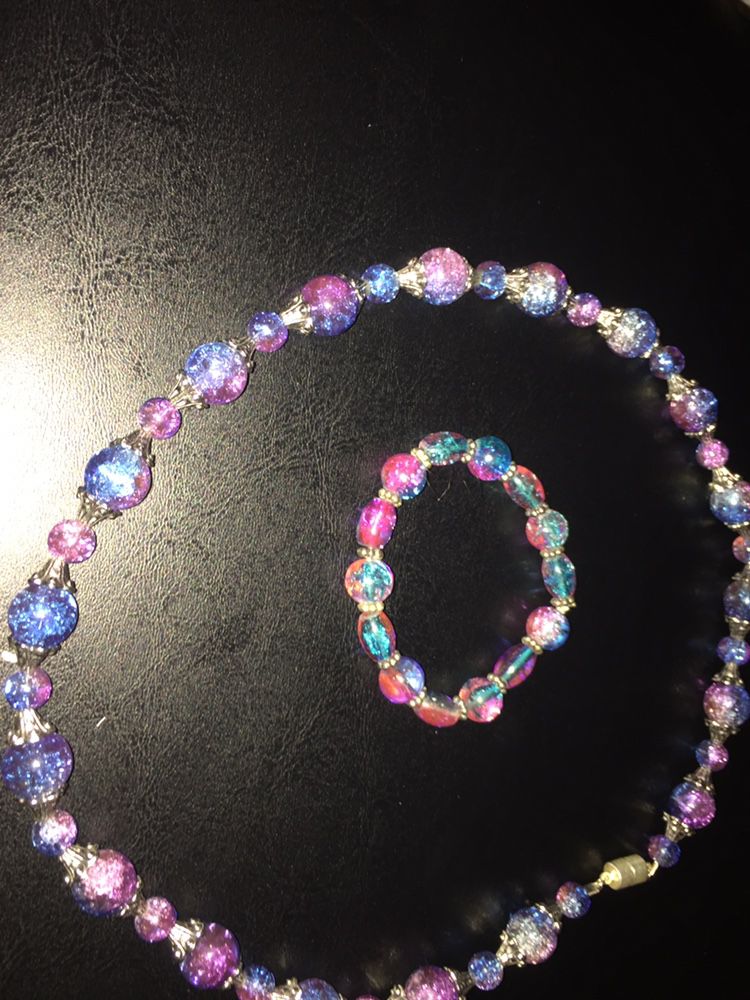 Purple Necklace And Bracelet Set