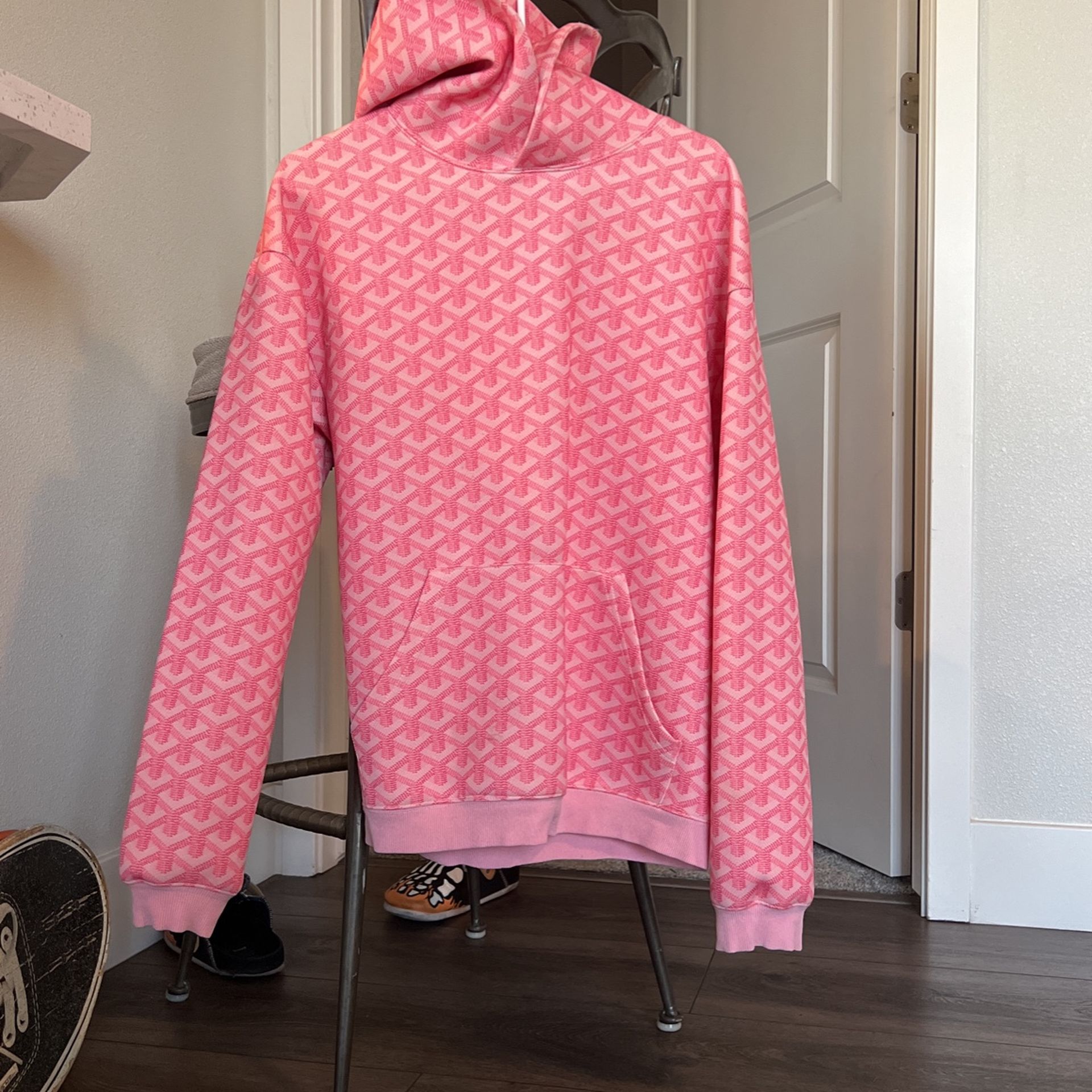 Pink Goyard Print Hoodie Sz L