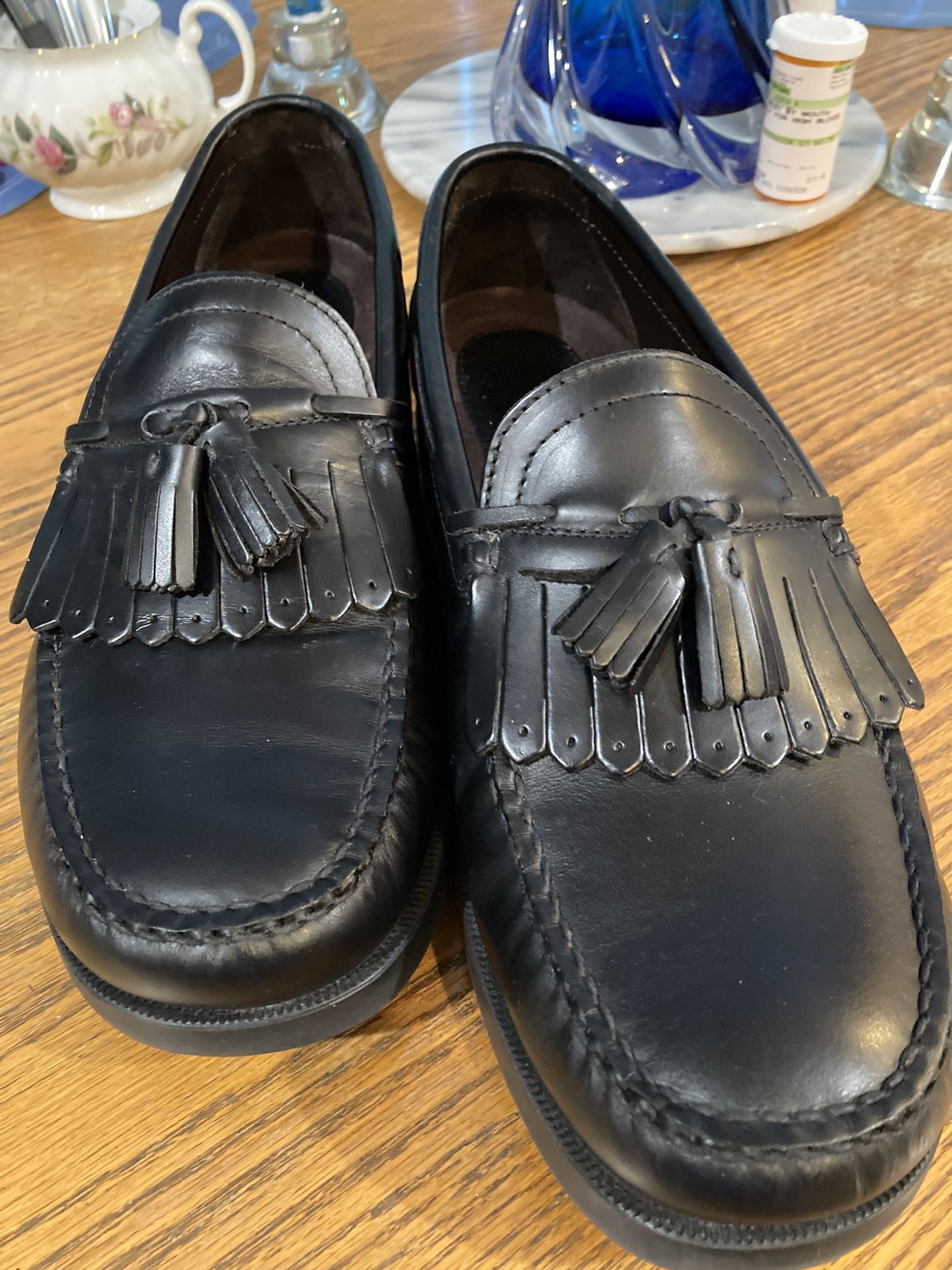 Brand Néw Mens Rockport Leather Slip On Loafers With Tassels Size 10 W