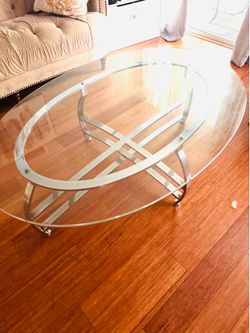 3-Piece Glass and Chrome Living Room Table Set
