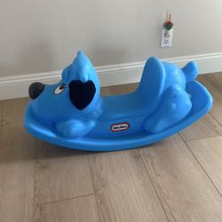 Little tykes rear blue rocking horse dog child size toy excellent Little tikes rear blue rocking horse dog child size toy excellent