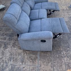 Manual Reclining Grey Couch 