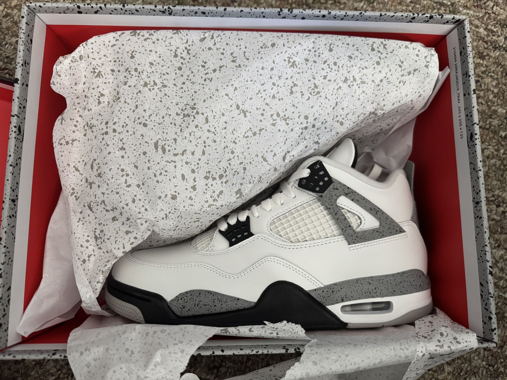 Nike Jordan Retro 4 White Cement Size 9.5 And 15