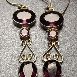 5plus Cts Of Amethyst & 925 Silver GORGEOUS handmade Earrings $150
