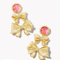 🎀 Kendra Scott x Loveshack Fancy Statement Bow earrings in Light Pink Abalone