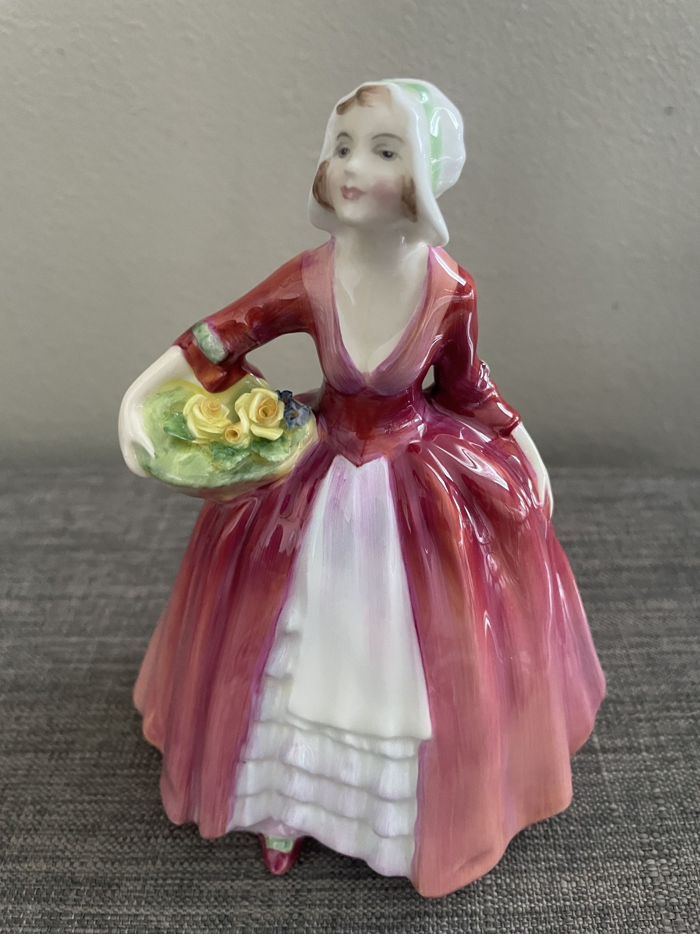 Vintage Royal Doulton HN 1537 “Janet” Figurine Carrying Basket of Flowers