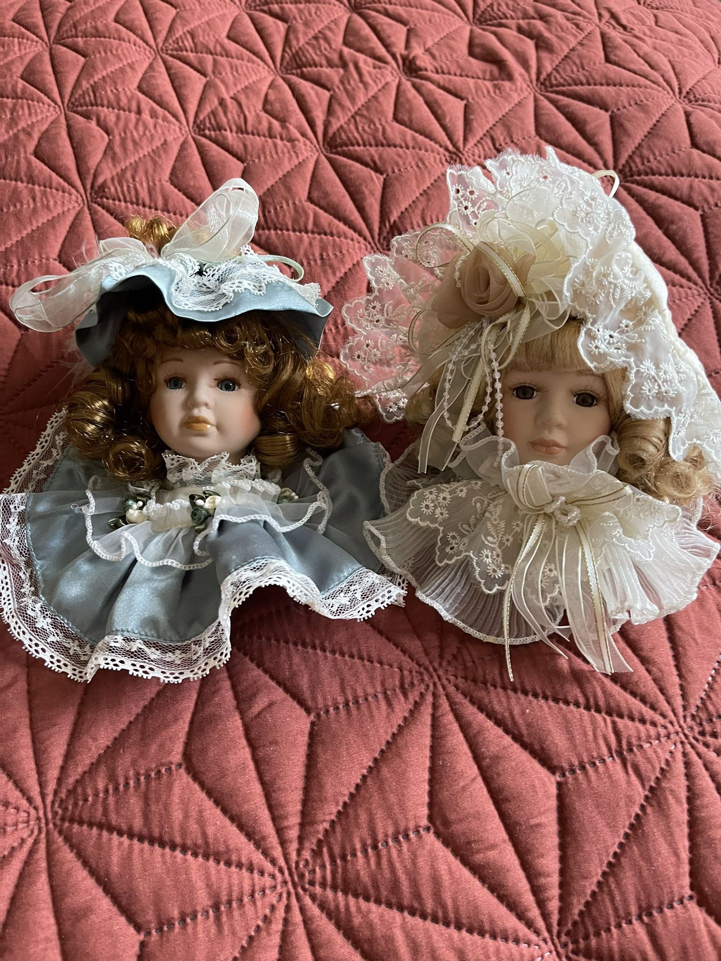 Vintage  (set 2)DANDEE porcelain Decorative Victorian Doll 5-1/2 Inches Antique 