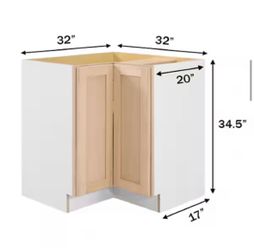Hampton Bay 32 in. W x 32 in. D x 34.5 in. H Ready to Assemble Corner Lazy Susan Cabinet in Unfinished