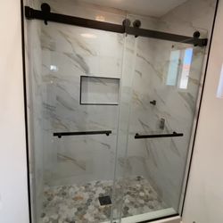 New Double Doors Sliding 60”x76” Matt Black 