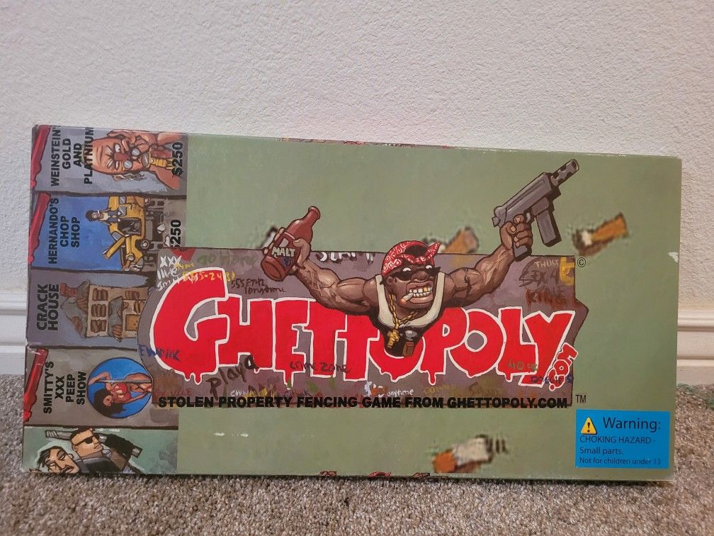 Ghettopoly Board Game Complete Mint Open Box Monopoly Adult Urban Satire