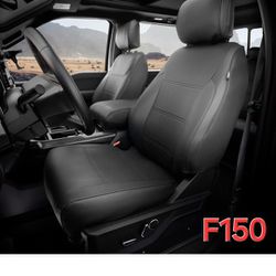Ford F150 Seat Covers Custom-Fit Full Set Black Seat Cover for 2015-2023 F150 XL/XLT Leather
