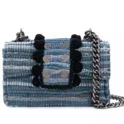 Kooreloo New Yorker Soho Shoulder Bag Denim Flap Bag Silver Chain Strap