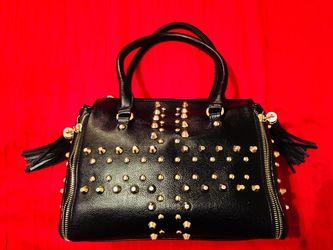 ” NEW RAMPAGE PURSE With Tags”Black Gold Studded Purse with Handles & Long Shoulder Strap ($15)