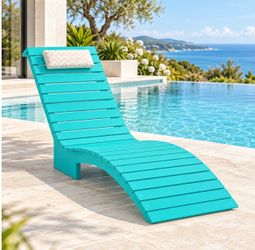 Aruba Blue Outdoor Wave Chaise Lounge Chair – Poolside Patio Lounger