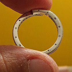 Pandora Authentic Brand New Sparkling Signature Size7 Pave Oper lapping Ring