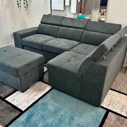 Dark Grey Sofa Sleeper Sectional 🔥buy Now Pay Later 