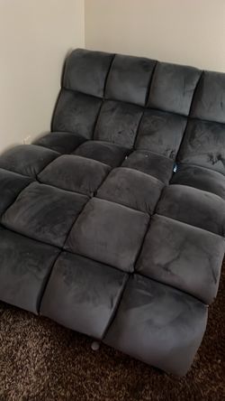 Dark Gray Fabric Reclining Loveseat