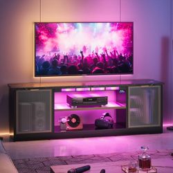 57" Marble High-Tech TV Stand Fits TV Up to 32 to 60 in" Entertainment Center with RGB Sound Reactive Lights