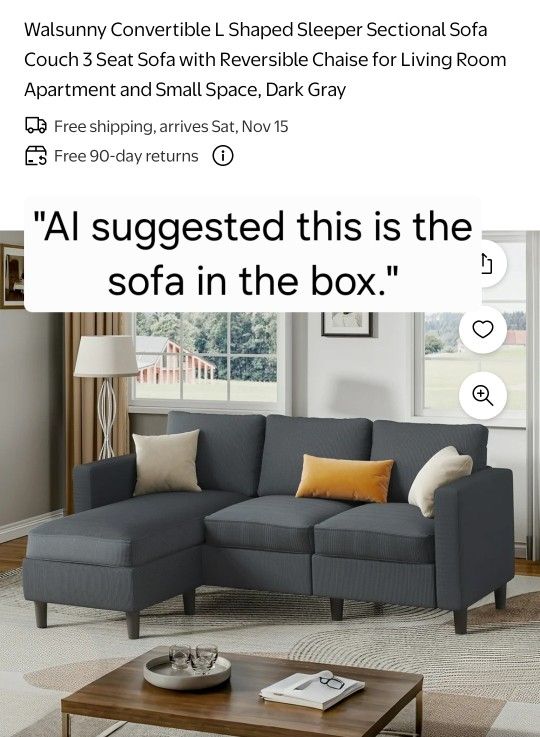 Brand New Dark Grey L-Shaped 3-Seater Sofa with Stool - Still in Box!