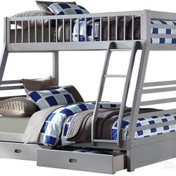 New Twin/Full gray Bunkbed With Mattresses Included!