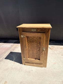 Antique Oak Ice Box Cabinet