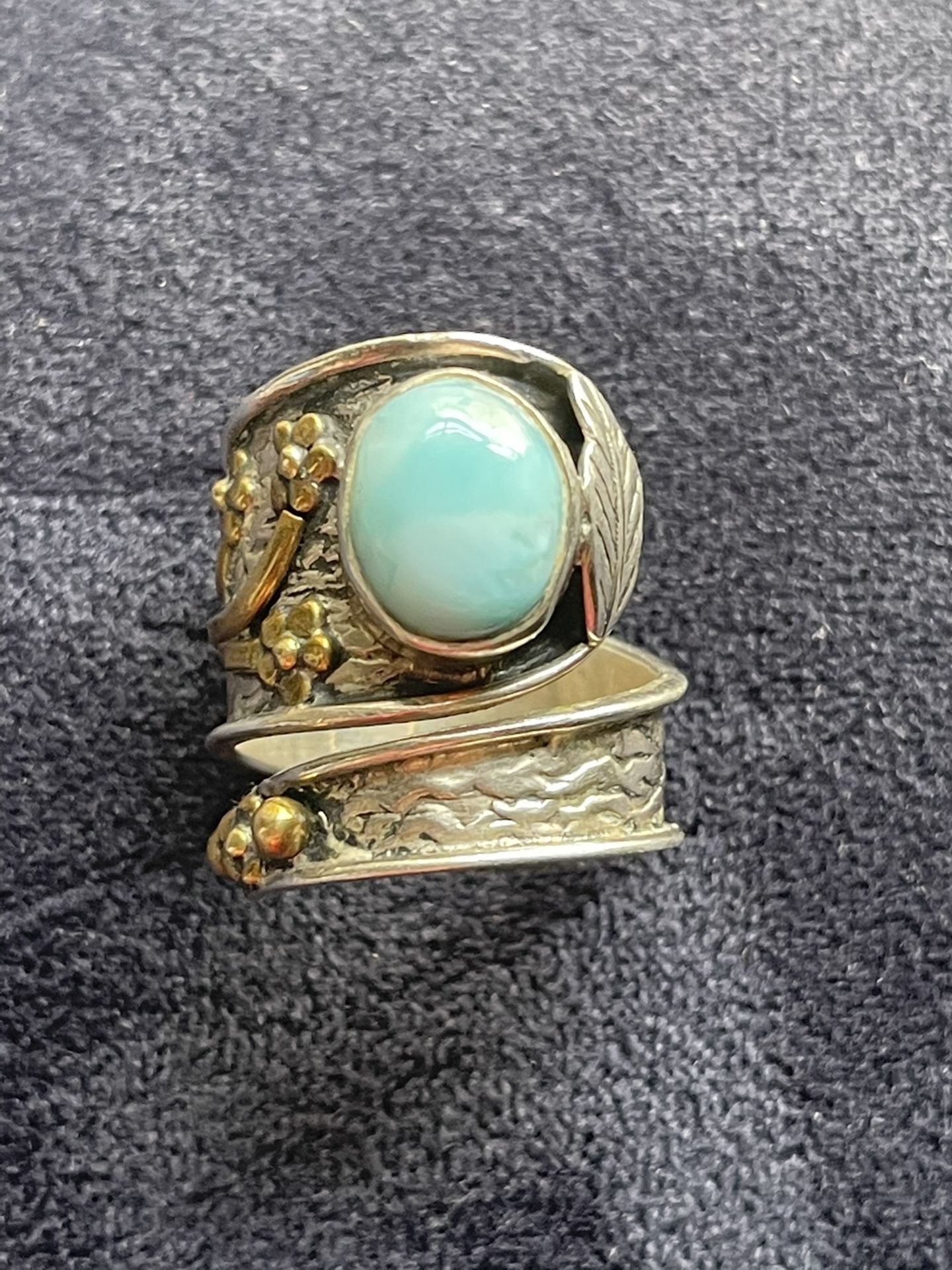 Blue Larimar Sterling Silver Ring  