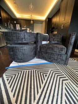 Modern Black Swivel Accent Chairs (Set of 2)