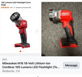 M18  Milwaukee Flashlight 100 Lumens