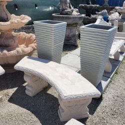Concrete Plain Curved Benches / Cement Garden Patio Bench / Outdoor Patio Furniture