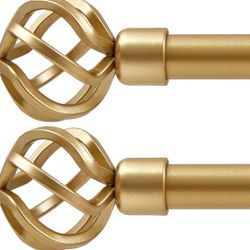 Oneach 2 Pack 48''-84'' Adjustable Curtain Rod 3/4'' Gold Extendable