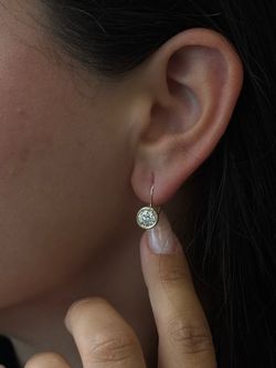 2CT Bezel Set Round Cut Natural Diamond Drop Earring With Latch