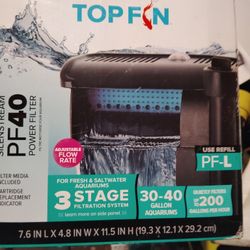  Top Fin SILENSTREAM PF40 Power Filter For Fish Tank Aquarium