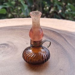 Miniature Brown Glass Oil Lamp