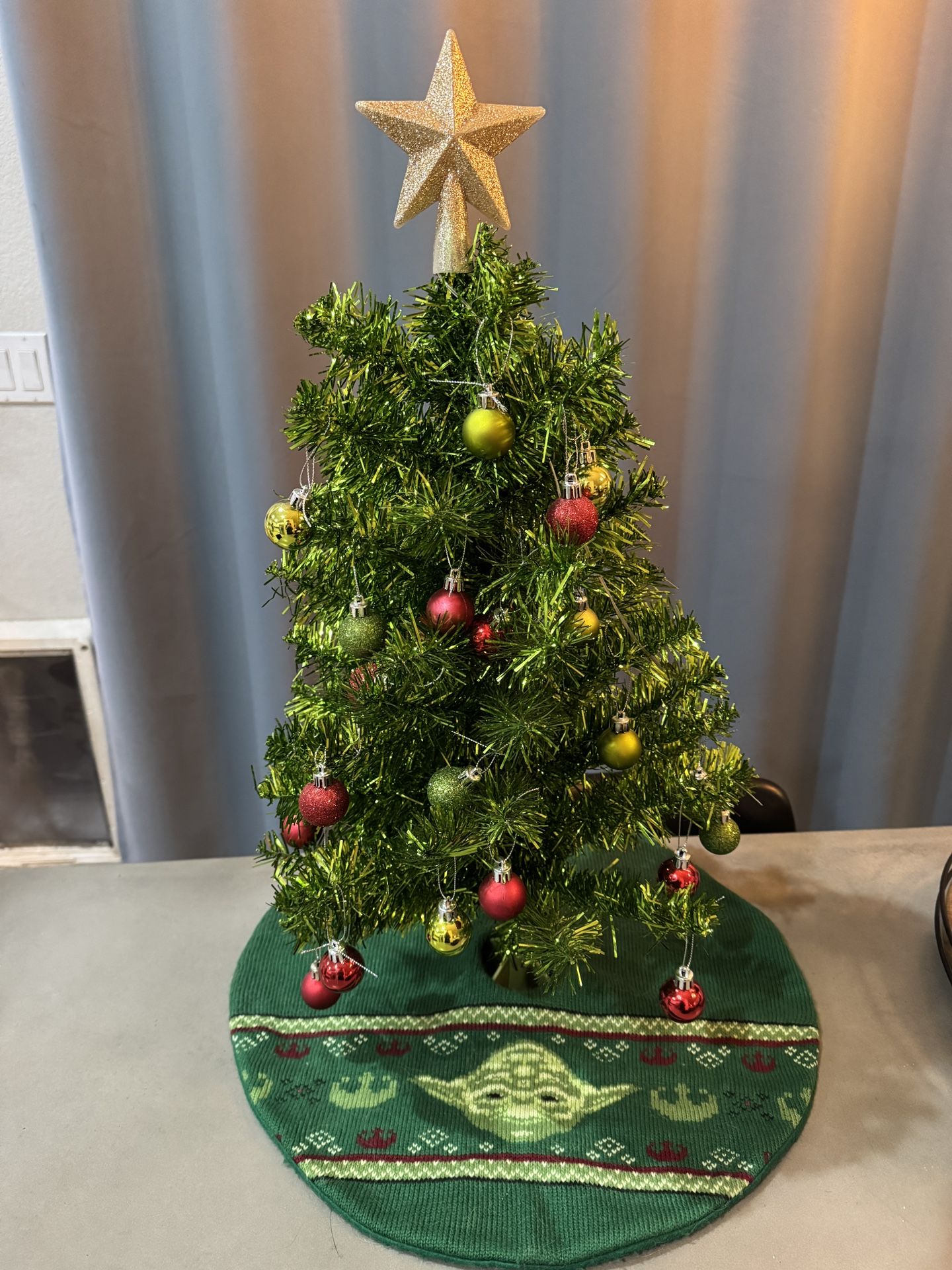 2’ Mini Christmas Tree, Star Wars tree skirt, ornaments and a light up Star