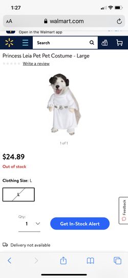 Dog Princess Leia Pet Pet Costume size Large star wars