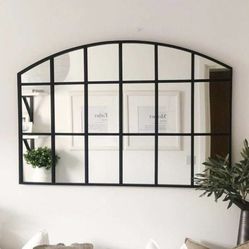 New In Box 43”W x 28”H Wall Decor Mirror Black Metal Frame With MDF Backboard Indoor Furniture Decoration 