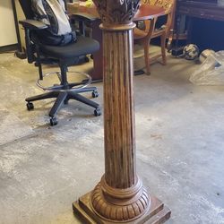 Antique Carved Wood Corinthian Column