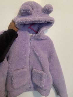 Girls Purple Fluffy Jacket