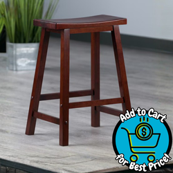 Winsome Satori Saddle Seat Counter Stool, 24", Walnut Finish
