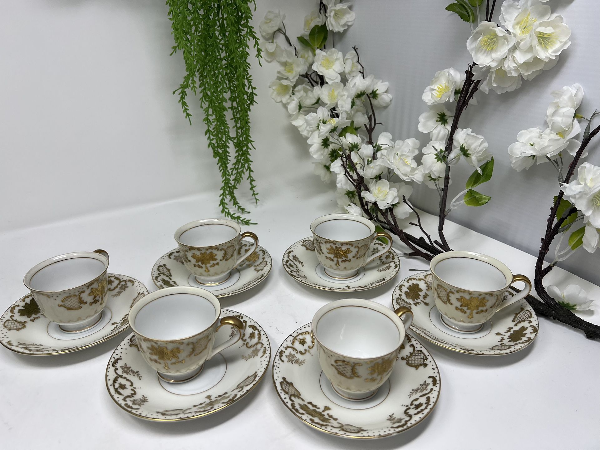 Empress China “ANNIVERSARY” Japan – #100 – Set of 6 Cups & Saucers