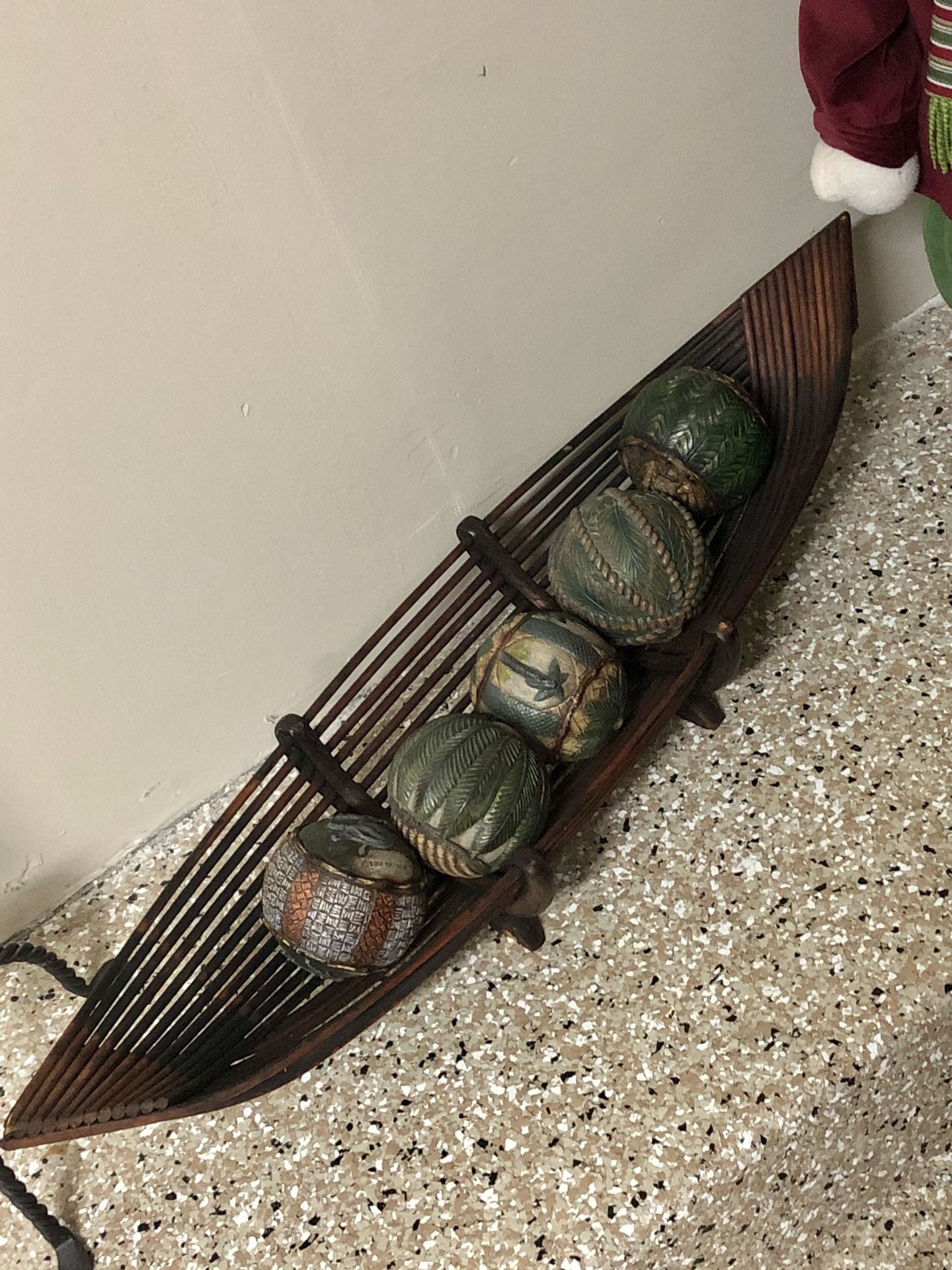 Long Wood Boat with Orbs 32”