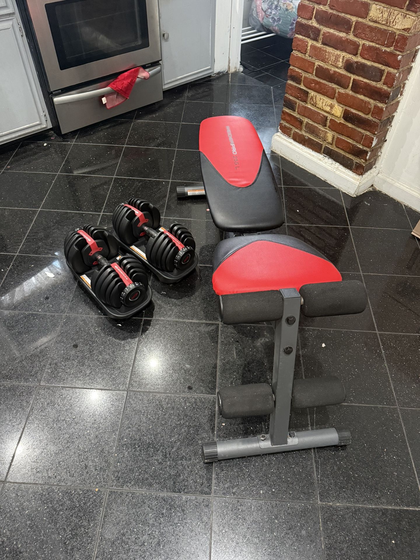Original BowFlex Pair Of Dumbbells With Adjustable Bench