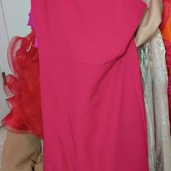 Lulu's Long Pink (Magenta) Dress With Bows