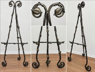 Vintage Style Wrought Iron Floor Easel / Decorative Display Stand – 53” Tall