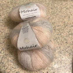 Mohair Yarn, Pink And Gray