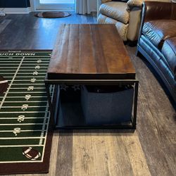 Wood And Iron Legs Coffee Table 